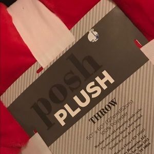 Red plush blanket throw
